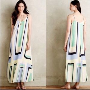 Maeve Yellow Geometric Abstract Multicolor Dress